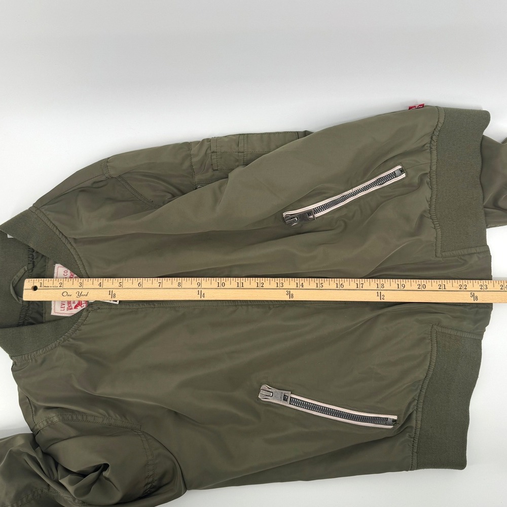 Levi's Women's L Melanie Newport Bomber Jacket Coat Olive Green Utility Zip Up - Picture 11 of 12